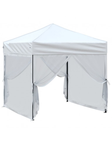 Tenda per Feste Pieghevole con Pareti Laterali Bianco 2x2 m