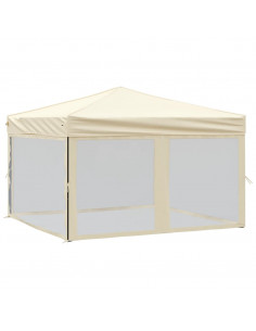 Tenda per Feste Pieghevole con Pareti Laterali Crema 3x3 m 2
