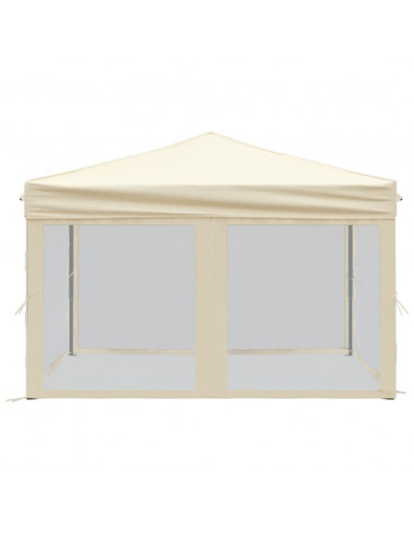 Tenda per Feste Pieghevole con Pareti Laterali Crema 3x3 m