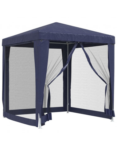 Tenda per Feste con 4 Pareti Laterali in Rete Blu 2x2 m HDPE