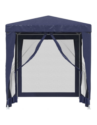 Tenda per Feste con 4 Pareti Laterali in Rete Blu 2x2 m HDPE