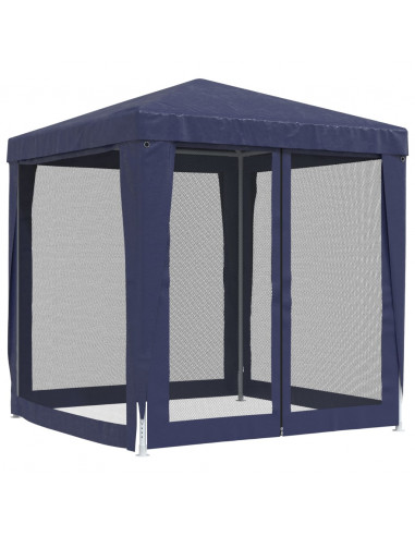 Tenda per Feste con 4 Pareti Laterali in Rete Blu 2x2 m HDPE
