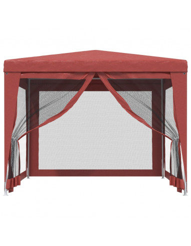 Tenda per Feste con Pareti Laterali in Rete Rossa 3x3 m HDPE