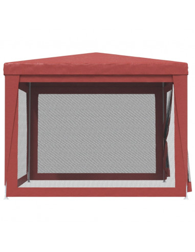 Tenda per Feste con Pareti Laterali in Rete Rossa 3x3 m HDPE