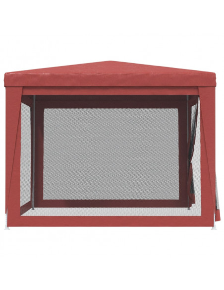 Tenda per Feste con Pareti Laterali in Rete Rossa 3x3 m HDPE