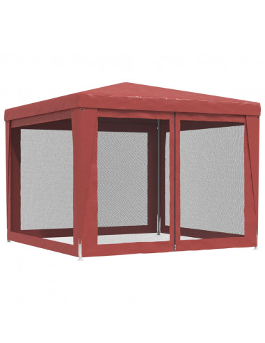 Tenda per Feste con Pareti Laterali in Rete Rossa 3x3 m HDPE