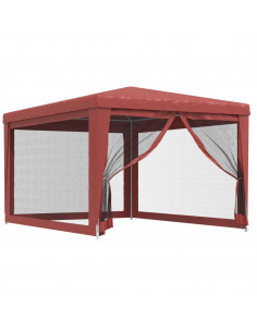Tenda per Feste con Pareti Laterali in Rete Rossa 3x4 m HDPE 2