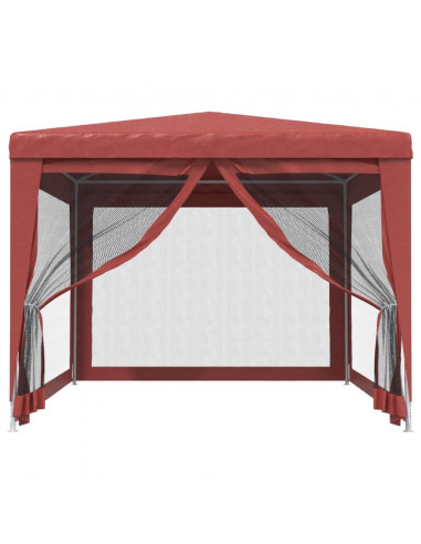 Tenda per Feste con Pareti Laterali in Rete Rossa 3x4 m HDPE