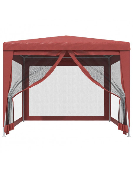 Tenda per Feste con Pareti Laterali in Rete Rossa 3x4 m HDPE