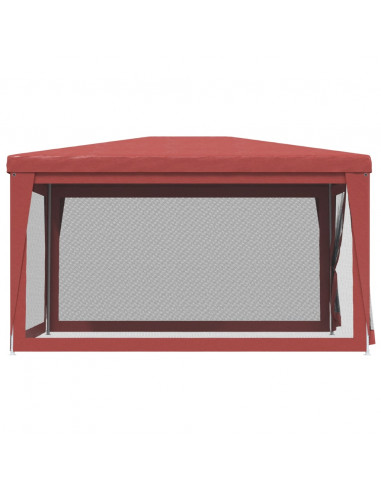 Tenda per Feste con Pareti Laterali in Rete Rossa 3x4 m HDPE