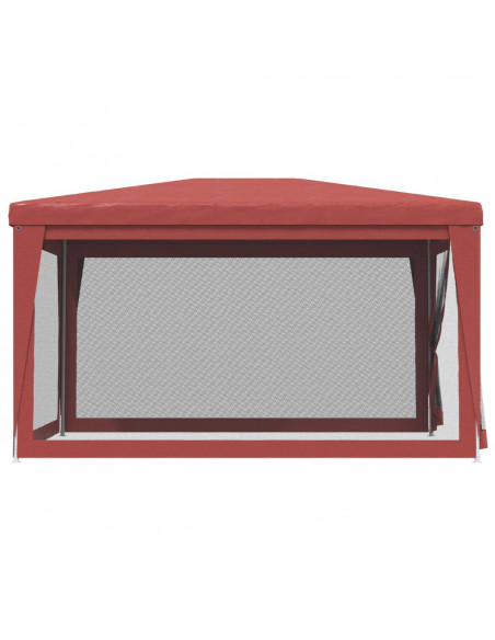 Tenda per Feste con Pareti Laterali in Rete Rossa 3x4 m HDPE