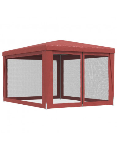 Tenda per Feste con Pareti Laterali in Rete Rossa 3x4 m HDPE