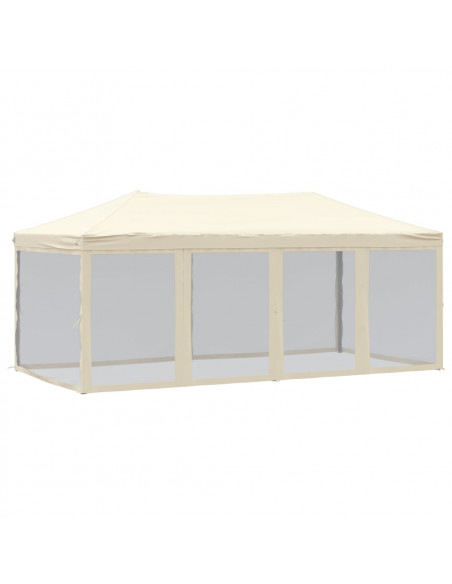 Tenda per Feste Pieghevole con Pareti Laterali Crema 3x6 m
