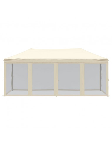 Tenda per Feste Pieghevole con Pareti Laterali Crema 3x6 m