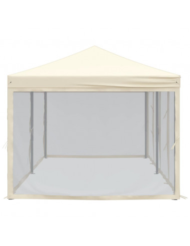 Tenda per Feste Pieghevole con Pareti Laterali Crema 3x6 m