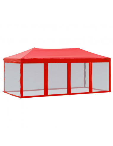 Tenda per Feste Pieghevole con Pareti Laterali Rosso 3x6 m