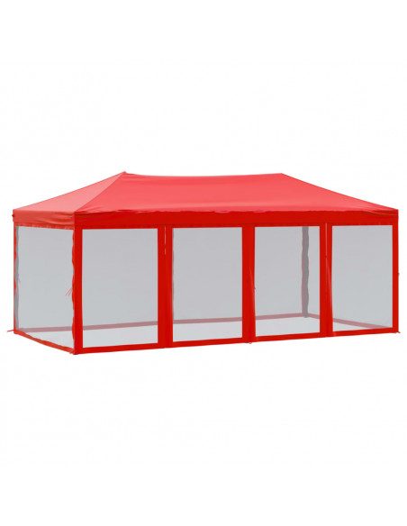Tenda per Feste Pieghevole con Pareti Laterali Rosso 3x6 m