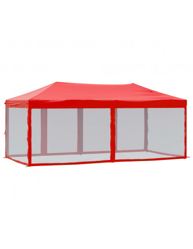 Tenda per Feste Pieghevole con Pareti Laterali Rosso 3x6 m