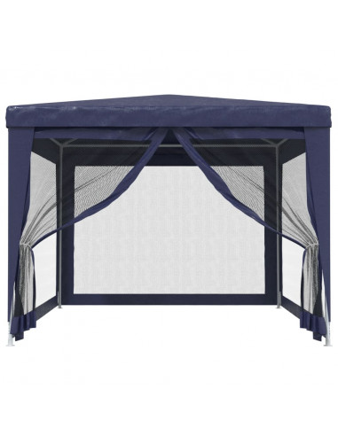 Tenda per Feste con 4 Pareti Laterali in Rete Blu 3x4 m HDPE