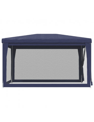Tenda per Feste con 4 Pareti Laterali in Rete Blu 3x4 m HDPE