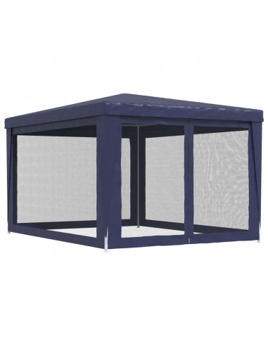 Tenda per Feste con 4 Pareti Laterali in Rete Blu 3x4 m HDPE