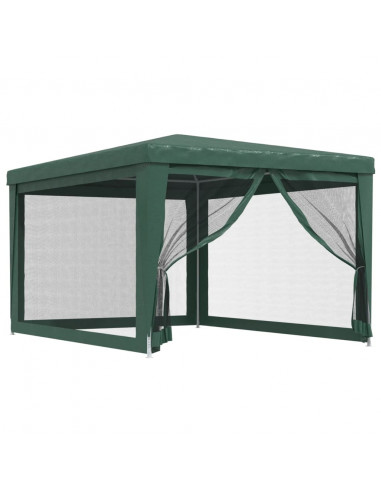 Tenda per Feste con 4 Pareti Laterali in Rete Verde 3x4 m HDPE