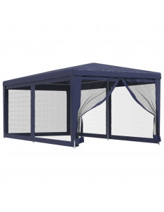 Tenda per Feste con 6 Pareti Laterali in Rete Blu 3x6 m HDPE 2