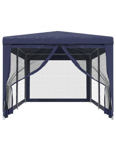 Tenda per Feste con 6 Pareti Laterali in Rete Blu 3x6 m HDPE