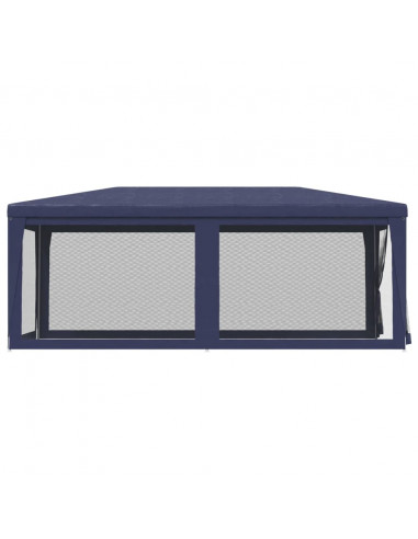 Tenda per Feste con 6 Pareti Laterali in Rete Blu 3x6 m HDPE