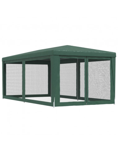 Tenda per Feste con 6 Pareti Laterali in Rete Verde 3x6 m HDPE