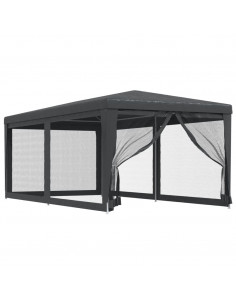 Tenda per Feste 6 Pareti Laterali in Rete Antracite 3x6 m HDPE 2