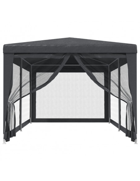 Tenda per Feste 6 Pareti Laterali in Rete Antracite 3x6 m HDPE
