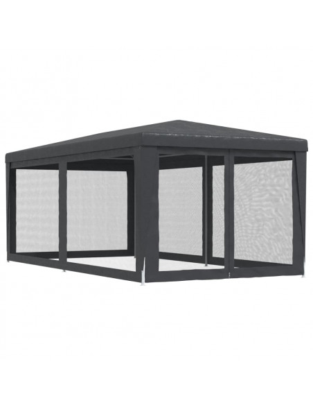 Tenda per Feste 6 Pareti Laterali in Rete Antracite 3x6 m HDPE