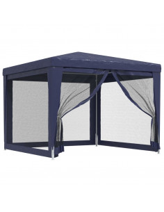 Tenda per Feste con 4 Pareti Laterali in Rete Blu 3x3 m HDPE 2
