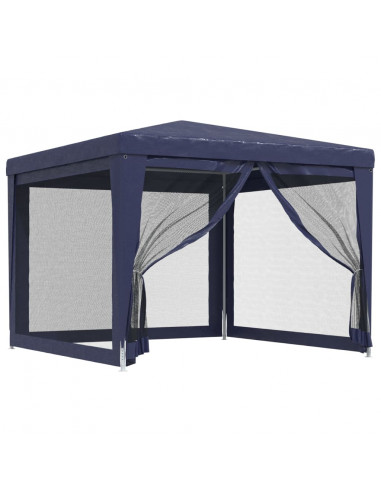 Tenda per Feste con 4 Pareti Laterali in Rete Blu 3x3 m HDPE