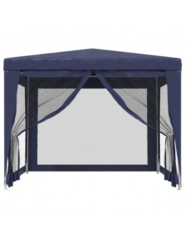 Tenda per Feste con 4 Pareti Laterali in Rete Blu 3x3 m HDPE