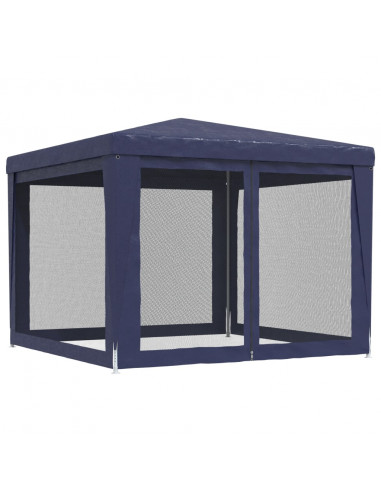 Tenda per Feste con 4 Pareti Laterali in Rete Blu 3x3 m HDPE