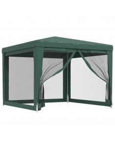 Tenda per Feste con 4 Pareti Laterali in Rete Verde 3x3 m HDPE 2