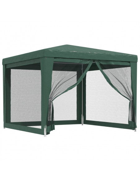 Tenda per Feste con 4 Pareti Laterali in Rete Verde 3x3 m HDPE