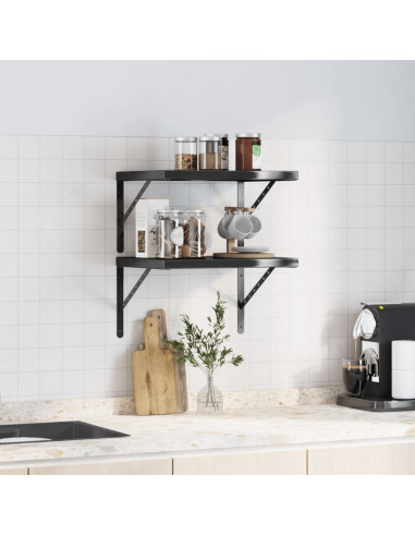 Mensole a Muro 2 pz 50x40x3 cm Nero in Acciaio Inossidabile