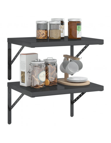 Mensole a Muro 2 pz 50x40x3 cm Nero in Acciaio Inossidabile