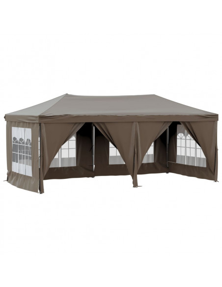 Tenda per Feste Pieghevole con Pareti Laterali Tortora 3x6 m