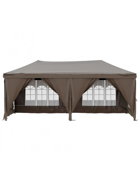 Tenda per Feste Pieghevole con Pareti Laterali Tortora 3x6 m