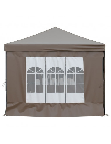 Tenda per Feste Pieghevole con Pareti Laterali Tortora 3x6 m
