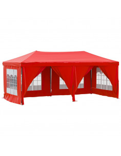 Tenda per Feste Pieghevole con Pareti Laterali Rosso 3x6 m 2