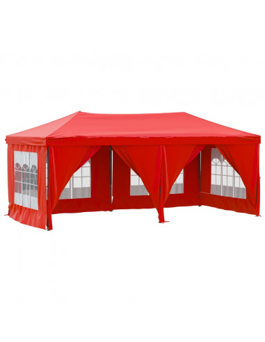 Tenda per Feste Pieghevole con Pareti Laterali Rosso 3x6 m