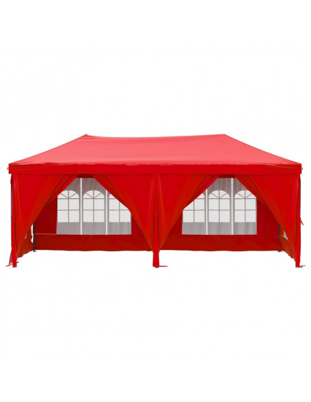 Tenda per Feste Pieghevole con Pareti Laterali Rosso 3x6 m