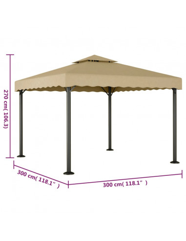 Gazebo Tortora 3x3 m Alluminio e Acciaio