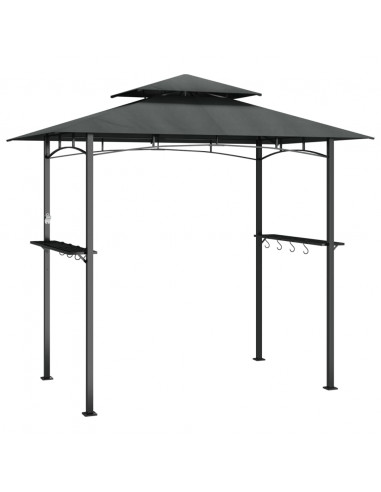 Gazebo Barbecue Ripiani Laterali Antracite 240x150x243 Acciaio