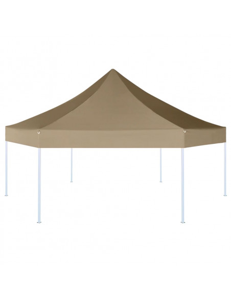 Tendone Esagonale Pieghevole Pop-Up 3,6x3,1 m Tortora 220 g/m²
